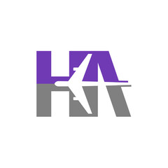 Initial letter H and A with aviation logo design. Vector image