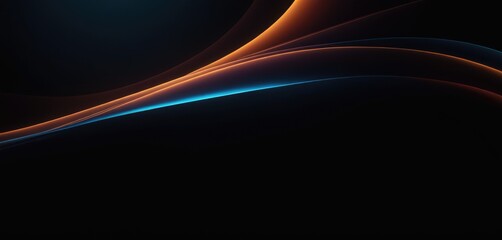 Streams of thin orange and blue gradient lines on a black background