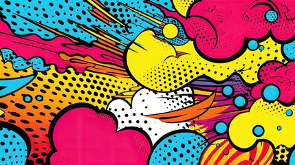 Obraz premium Comics illustration, retro and 90s style, pop art pattern, colorful, graffiti