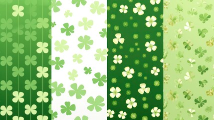 St. Patrick's Day,  Set of seamless patterns with clover leaves