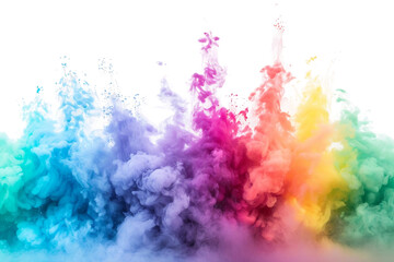 Rainbow Colored Powder Splash Isolated on Transparent Background