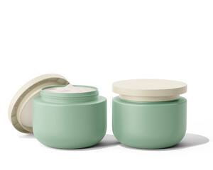 Blank Cosmetic Cream Jar Packaging Isolated On Transparent Background, Prepared For Mockup, 3D Render.