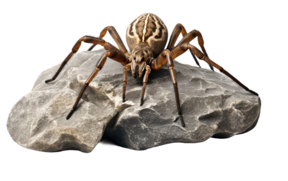 Stone-bound Orb Weaver Spider isolated on transparent Background