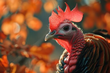 A detailed shot of a bird with a vibrant red head. Perfect for nature enthusiasts and birdwatchers
