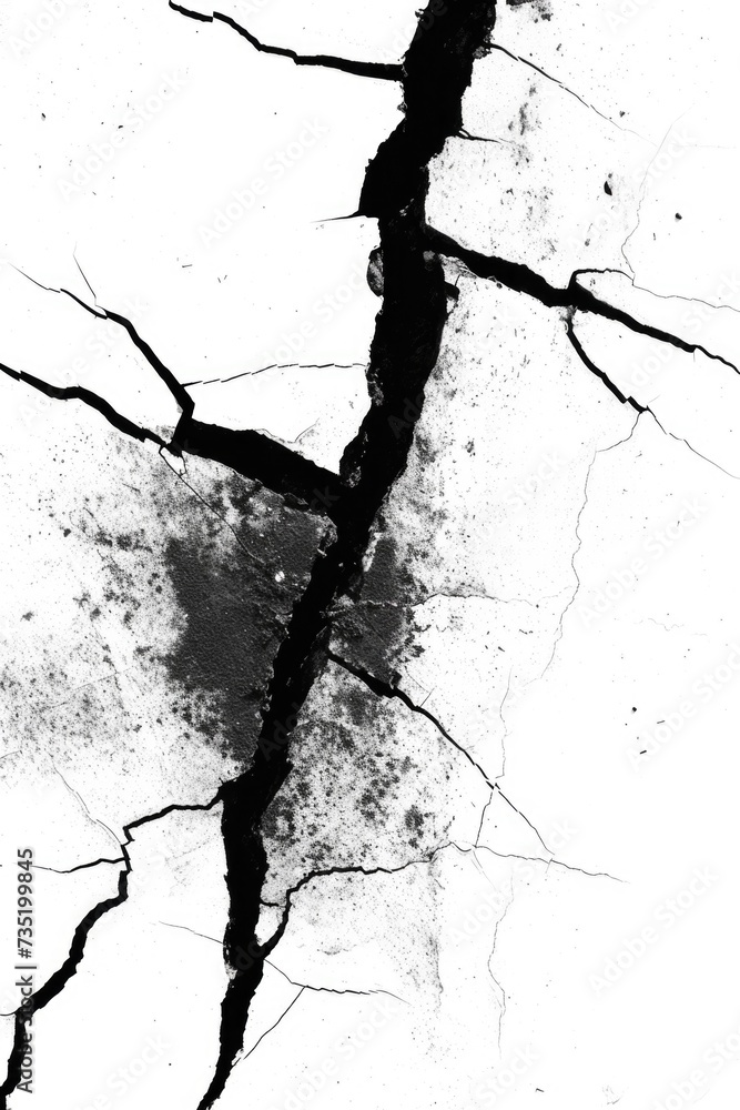Leinwandbilder A picture of a crack in the ground with a clock on top. This image can be used to represent the passage of time or the concept of time running out