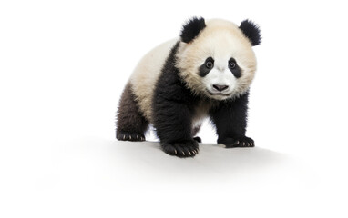 Obraz premium Panda Perched on a Rock isolated on transparent Background