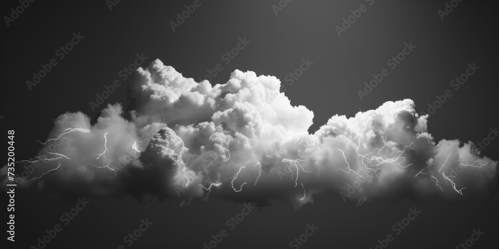 Poster A captivating black and white photo capturing a cloud with lightning. Perfect for adding drama and intensity to any project