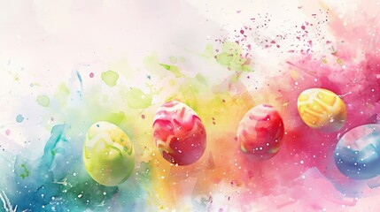 Colorful painted eggs sitting on top of a table. Perfect for Easter decorations or festive celebrations