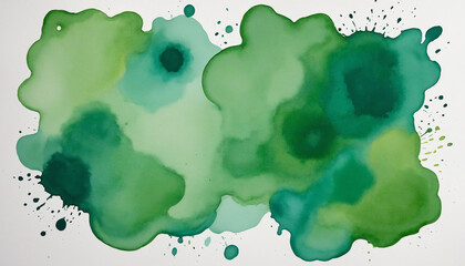 Obraz premium Green watercolor splotch on white backdrop