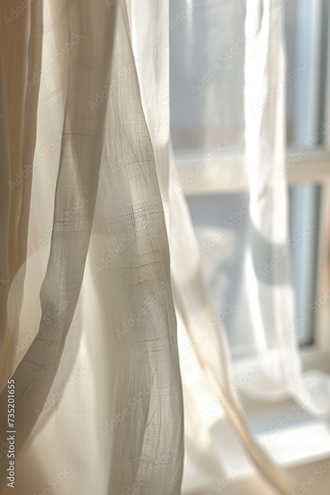 Aufkleber A picture of a window with a curtain and a cat sitting on the window sill. Suitable for various uses