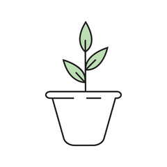 Plant seedlings. Vector linear icon.