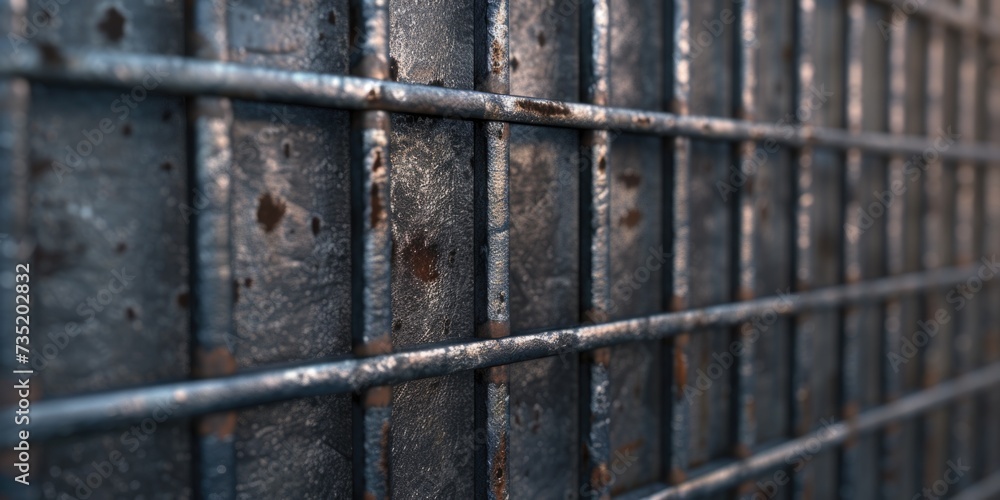 Poster close up view of a jail cell door. can be used to depict the concept of imprisonment or confinement.
