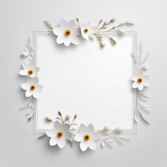 Delicate floral frame, central white space for text or design.