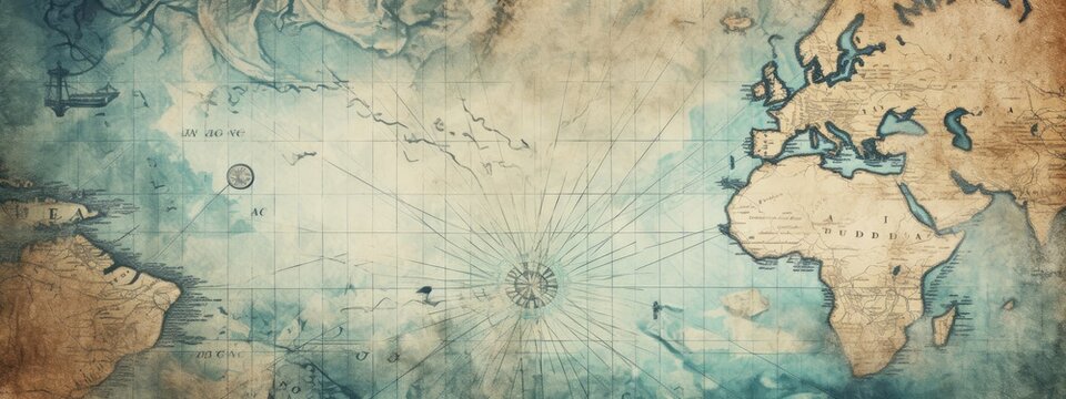 Vintage old sea map background. abstract brown texture travel background. 