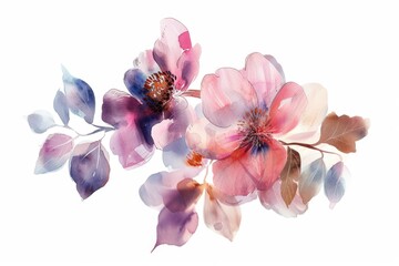 A painting of flowers on a white background. Suitable for various uses
