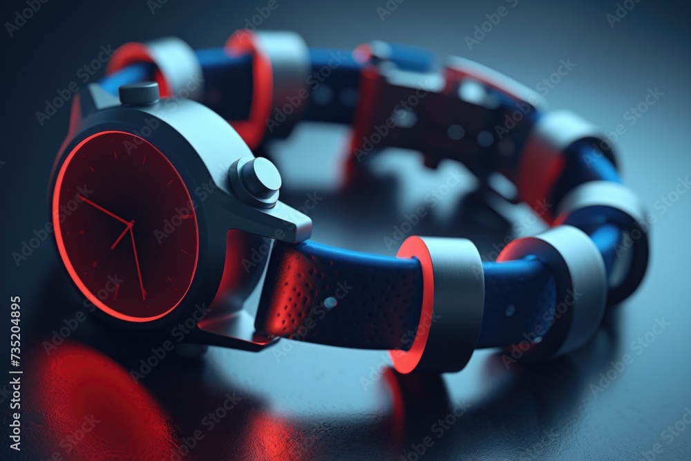 Poster a detailed view of a wrist watch placed on a table. suitable for time management concepts