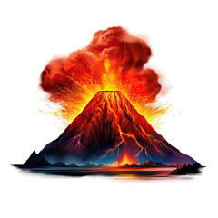 volcano eruption with smoke on isolate transparency background