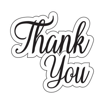 Thank you hand lettering, black ink brush calligraphy isolated on white background. Modern calligraphy, 
