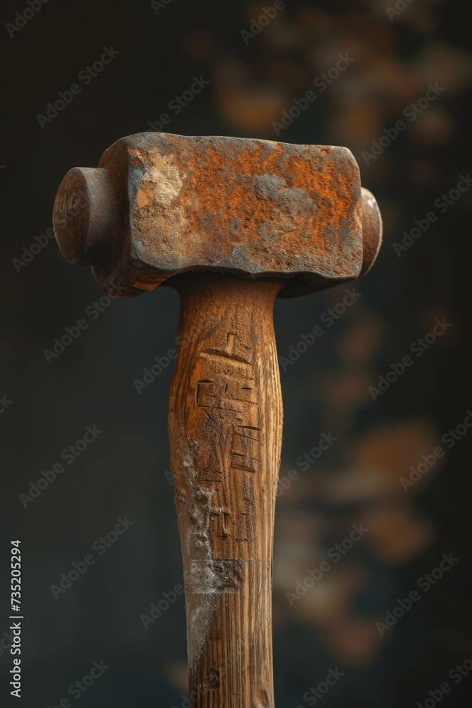 Aufkleber a rusty hammer sitting on top of a table. suitable for construction and diy projects
