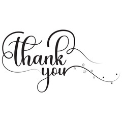 Thank you hand lettering, black ink brush calligraphy isolated on white background. Modern calligraphy, 