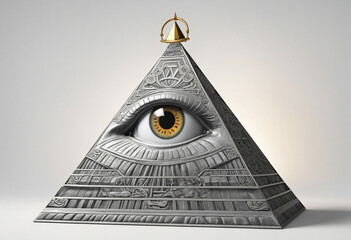 Illuminati eye on cut-out Mason pyramid
