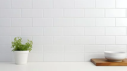 Deurstickers bathroom subway tile background white © PikePicture