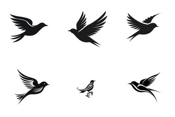 set of silhouettes of birds  vector illustration isolated transparent background logo, cut out or cutout t-shirt design
