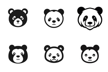 set of panda bear  vector illustration isolated transparent background logo, cut out or cutout t-shirt design
