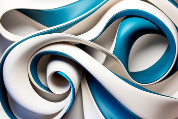 Abstract, swirling design of white and shades of blue , contemporary art