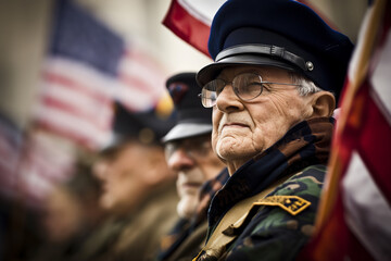Honoring Service - Elderly Veteran Reflecting on Veterans Day - obrazy, fototapety, plakaty