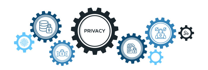 Privacy banner web icon vector illustration concept with icon of data, internet, encryption, confidential, surveillance and hacking. - obrazy, fototapety, plakaty