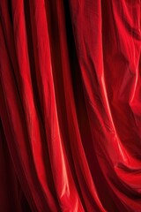 Fototapeta premium Red curtain close-up on a black background. Versatile image for various themes and concepts