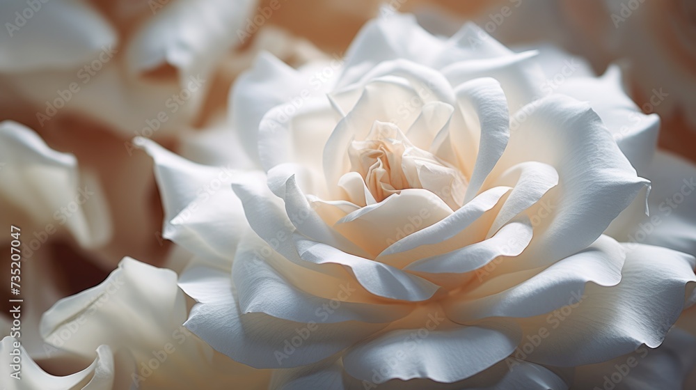Poster a close up view of a white rose flower. suitable for various uses