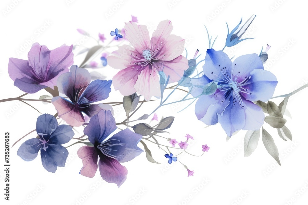 Poster a painting of flowers on a white background. can be used for various design projects