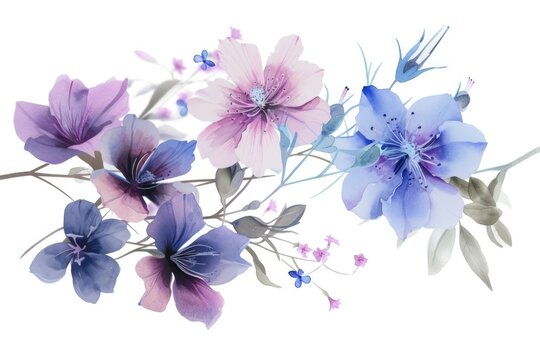 A painting of flowers on a white background. Can be used for various design projects