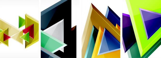 Triangle composition poster background set for wallpaper, business card, cover, poster, banner, brochure, header, website