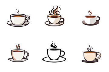 set of coffee cups  vector illustration isolated transparent background logo, cut out or cutout t-shirt design
