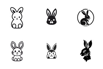 set of easter rabbits with easter eggs  vector illustration isolated transparent background logo, cut out or cutout t-shirt design
