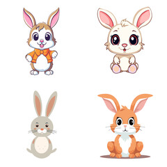 set of easter rabbits  vector illustration isolated transparent background logo, cut out or cutout t-shirt design
