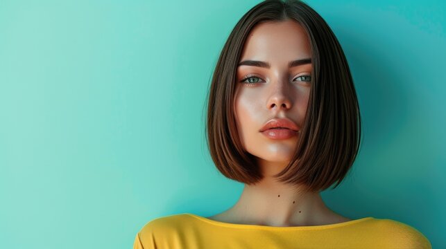 Modern chic woman with sleek angular hairstyle