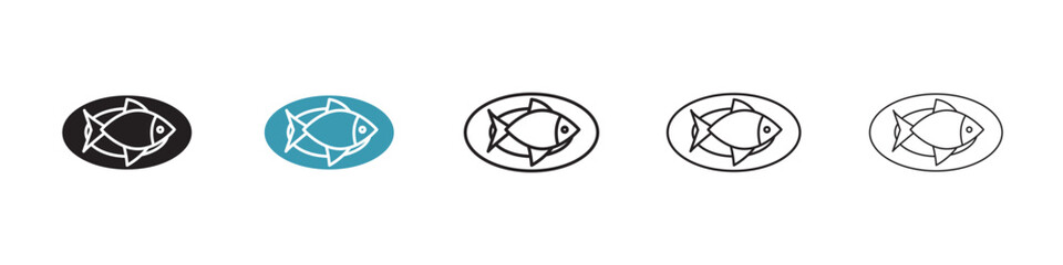 Seafood Cuisine Vector Icon Set. Gourmet Fish Vector Symbol for UI Design.
