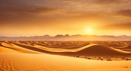 Sahara Desert panorama at sunset
