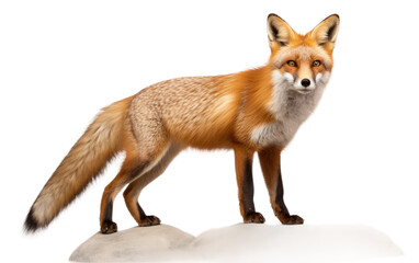 Stone-Perched Red Fox isolated on transparent Background