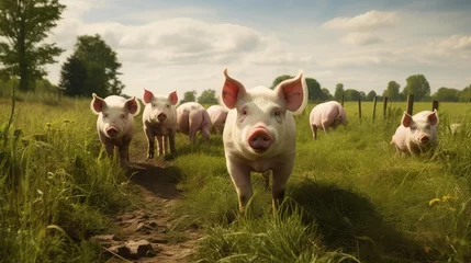 Fotobehang livestock pigs on farm © PikePicture