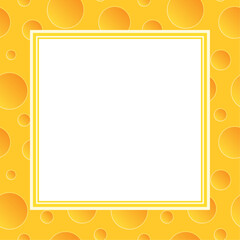 Vector square frame with copy space. Texture of cheese with large holes.