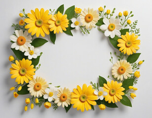 Floral yellow flower border with empty center
