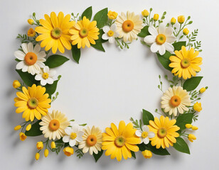 Obraz premium Floral yellow flower border with empty center