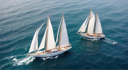 sailing ships with white sails on the high seas