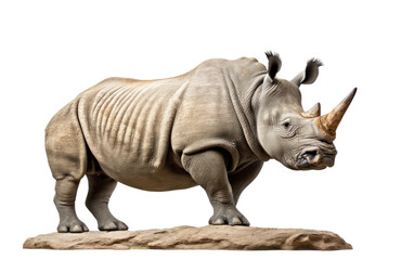 Obraz premium Rhino Perched on a Stone isolated on transparent Background