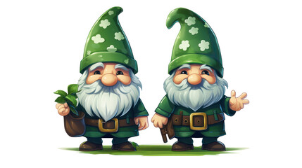 Obraz premium St. Patrick's Day Gnomes, isolated on white background, png